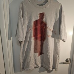 Gray Men's T-Shirt with Red Graphic